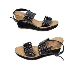 Azura Perforated Open Toe Strappy Wedge Sandals Size 39
